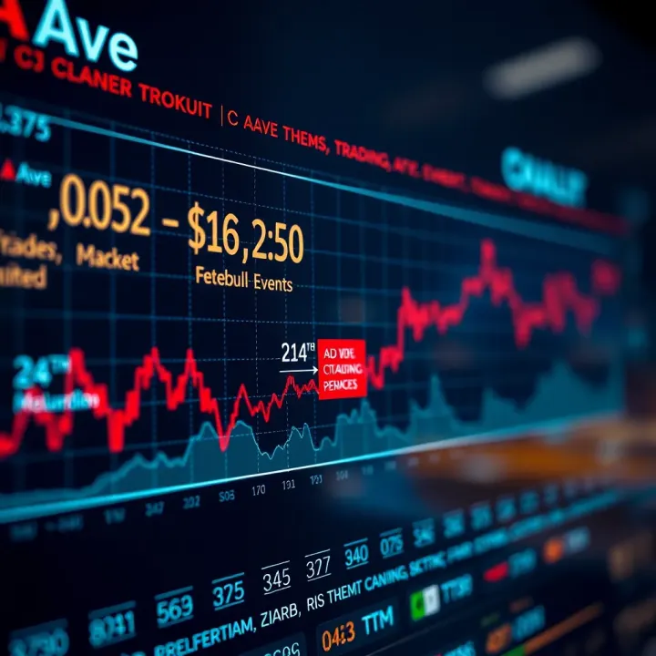 Graph showing Aave token price trends over time with key market events highlighted