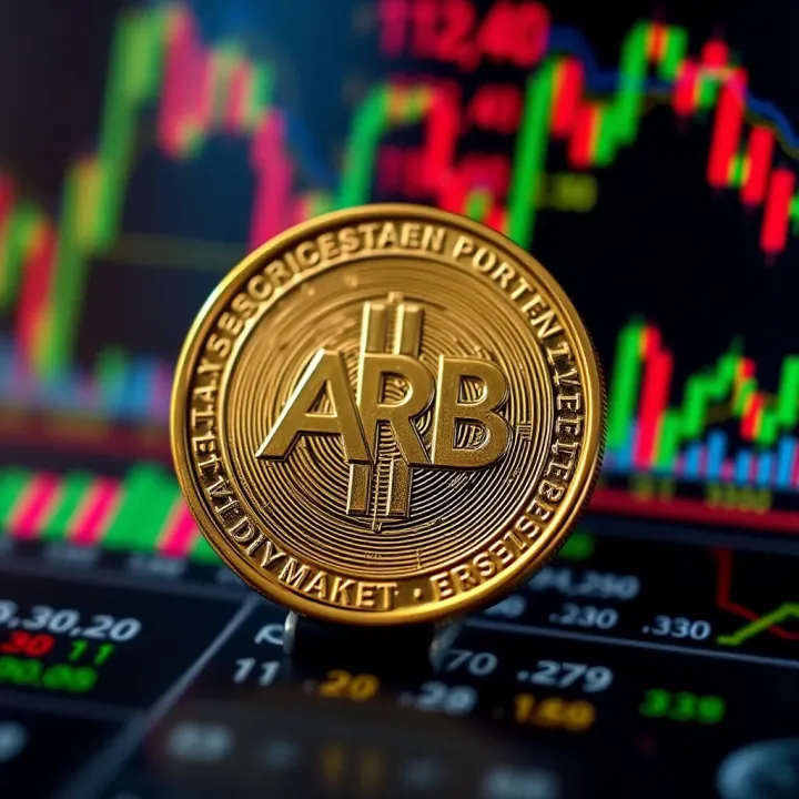 Comprehensive ARB Coin Market Overview Overview of ARB coin symbol with financial charts and market indicators in background