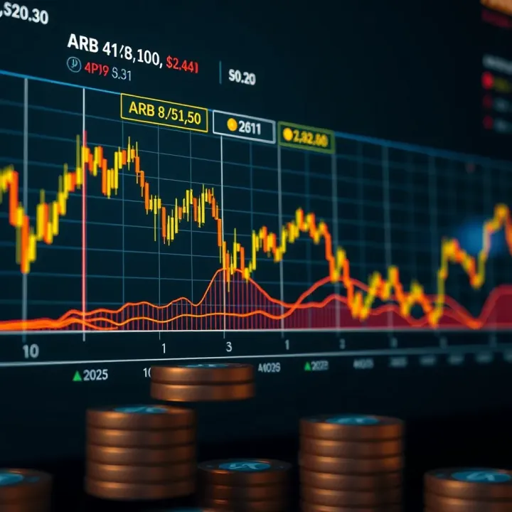 Graph depicting ARB token price fluctuations over time with market trend lines