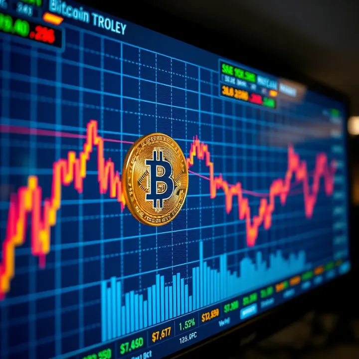 Graph showing Bitcoin Cash price movement with upward and downward trends on a digital screen