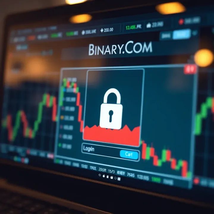 Secure Access to Binary.com for Pakistani Traders Secure login interface of an online trading platform depicting a padlock symbol on a digital screen