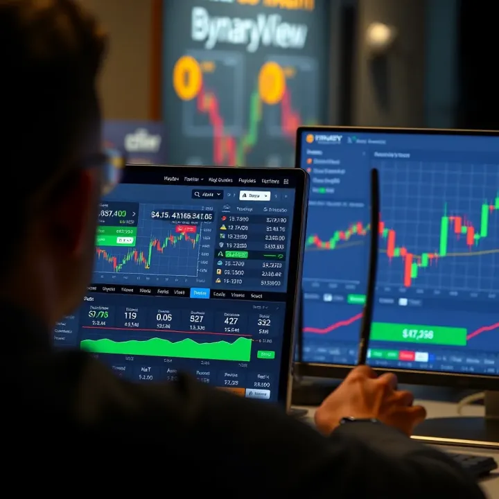 Binary.com and TradingView Trading Integration Interface Interface of Binary.com showing trading options alongside TradingView charting tools