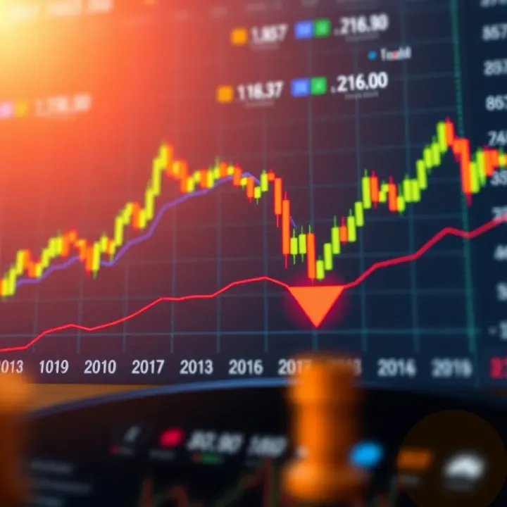 Graph showing Bitcoin price fluctuations with highlighted downward trend