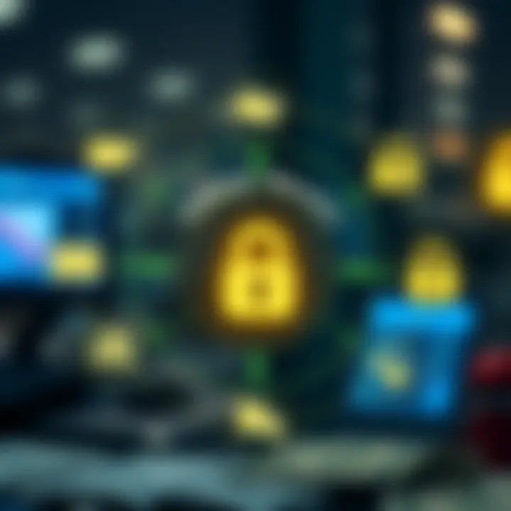 Diagram depicting secure management of extra funds with icons of wallets, transactions, and safety locks