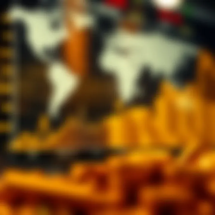 Graph illustrating fluctuations in global gold prices influenced by economic indicators