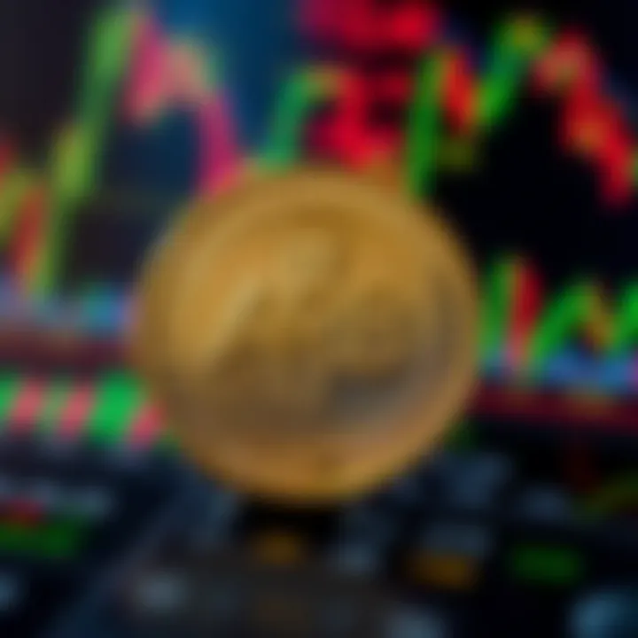 Overview of ARB coin symbol with financial charts and market indicators in background