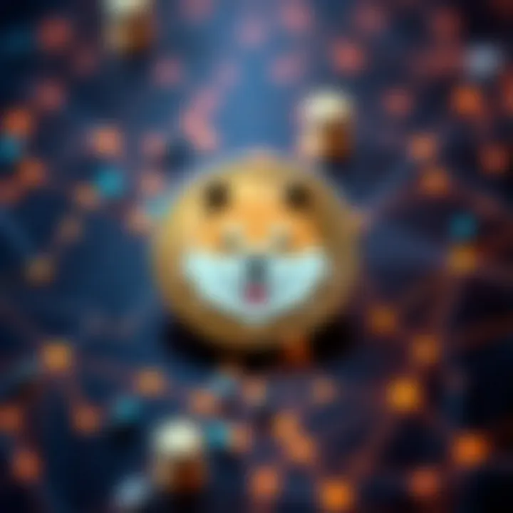 Visual representation of blockchain technology with Baby Doge Coin logo and digital network connections