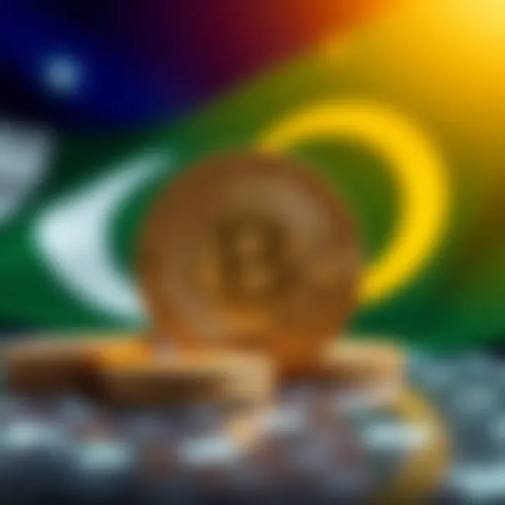 Digital representation of cryptocurrency exchange with Pakistan flag backdrop