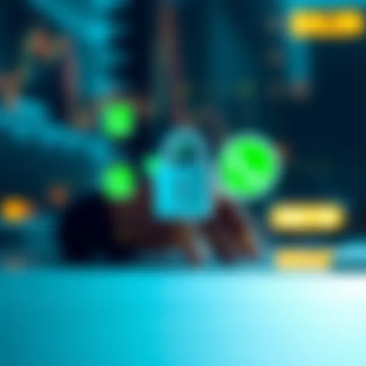 Secure communication concept with digital lock and chat icons representing safe group interactions