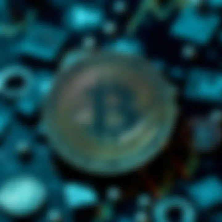 Digital representation of BitTorrent Coin surrounded by cryptocurrency market icons