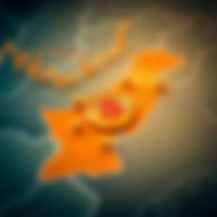 Map highlighting Pakistan with Bitcoin investment icons and local market data