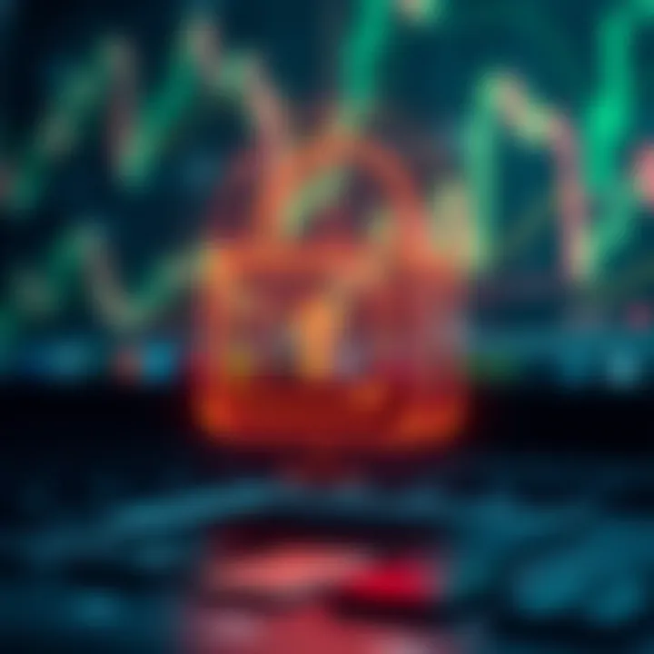 Secure digital padlock icon symbolizing data protection and safety measures in online trading applications