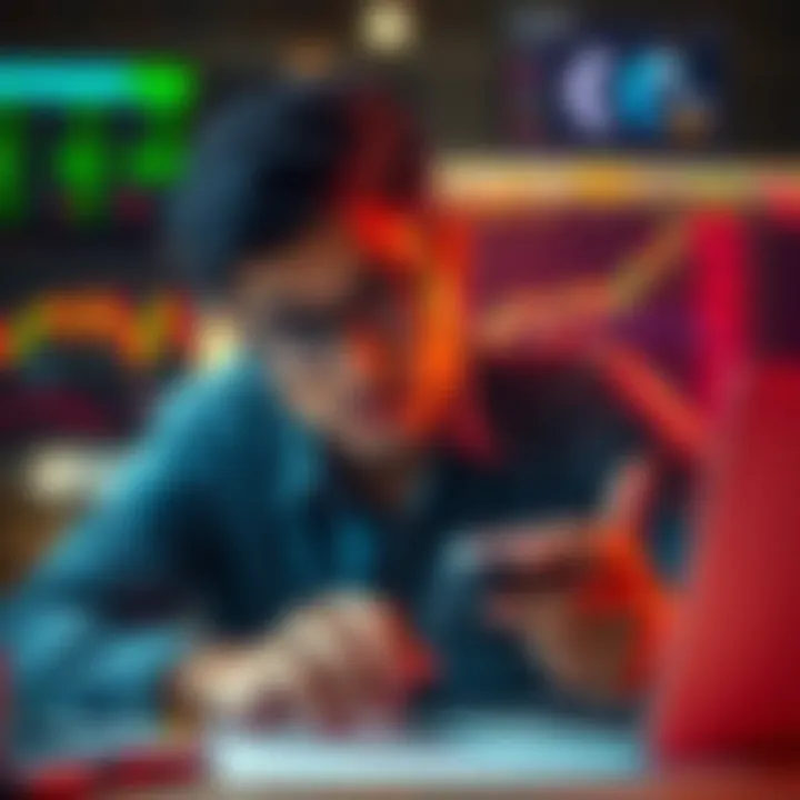 A conceptual illustration of a person analyzing forex trading strategies with a focus on educational growth and skill development