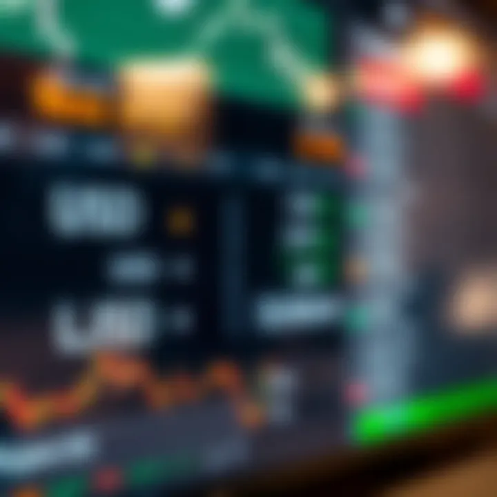 Currency exchange rates displayed on a digital financial platform