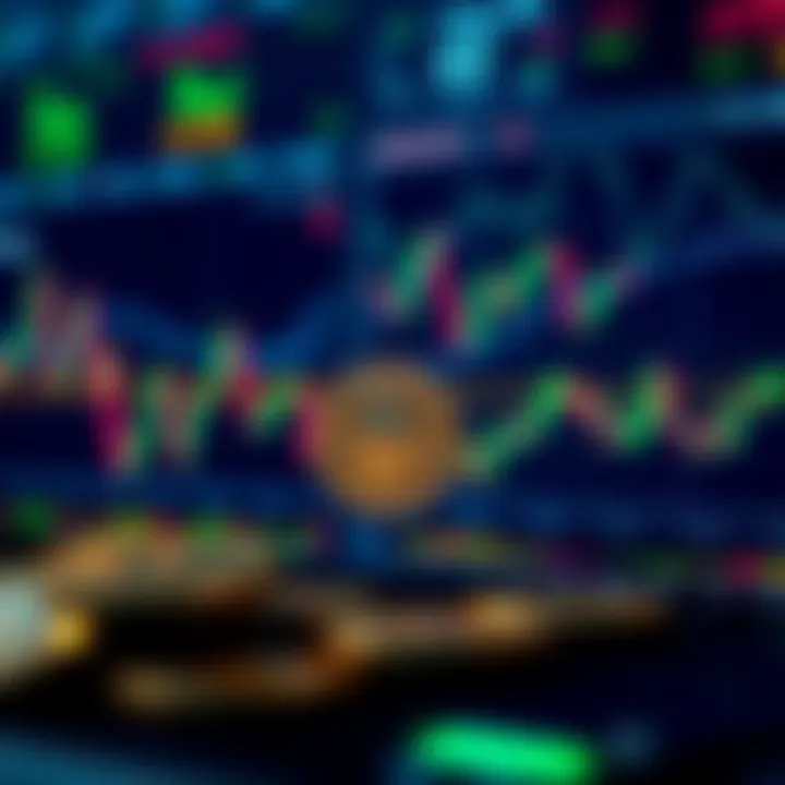 Digital representation of cryptocurrency trading interface with charts and data analytics