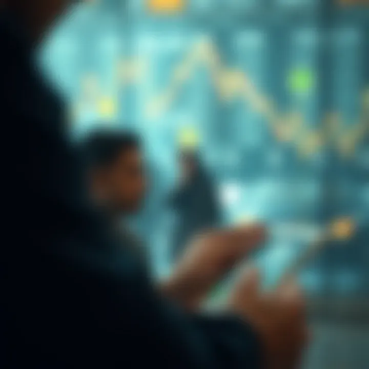 Conceptual illustration showing digital connectivity and communication among forex traders in Pakistan via smartphones