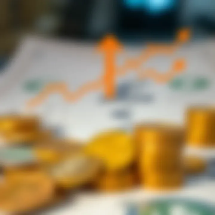 Illustration of economic factors influencing currency fluctuations with arrows and currency symbols