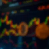 Graph showing cryptocurrency price trends with fluctuating lines and market data indicators