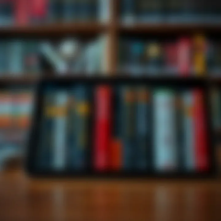 Collection of trading books displayed on a digital tablet screen