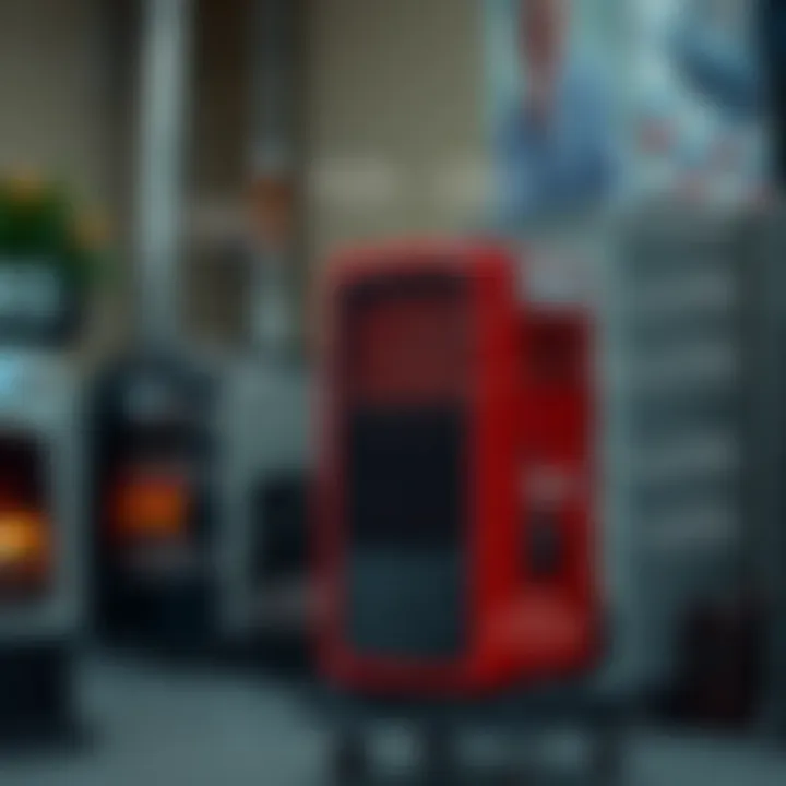 Diagram illustrating different types of gas heaters with labels showing components and fuel usage