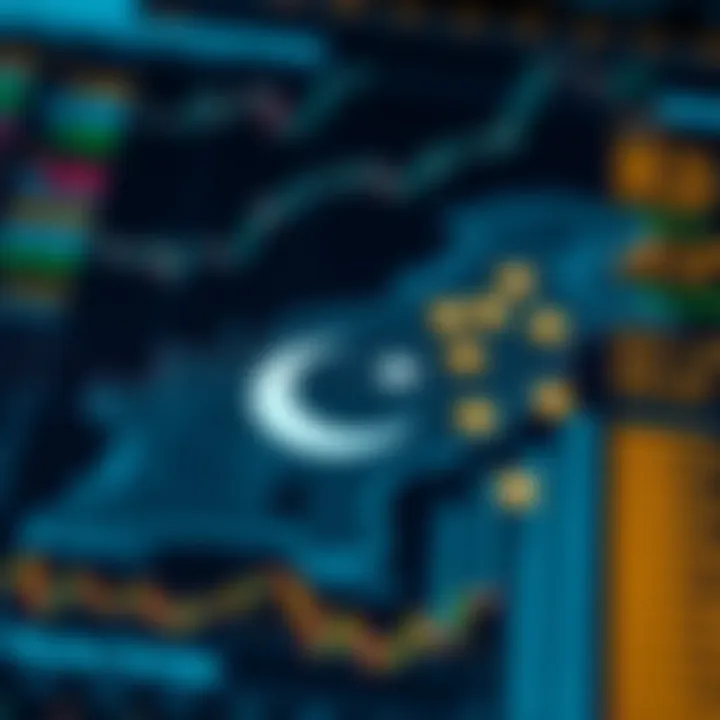 Graphic showing a digital map of Pakistan with highlighted cryptocurrency symbols indicating regulatory focus