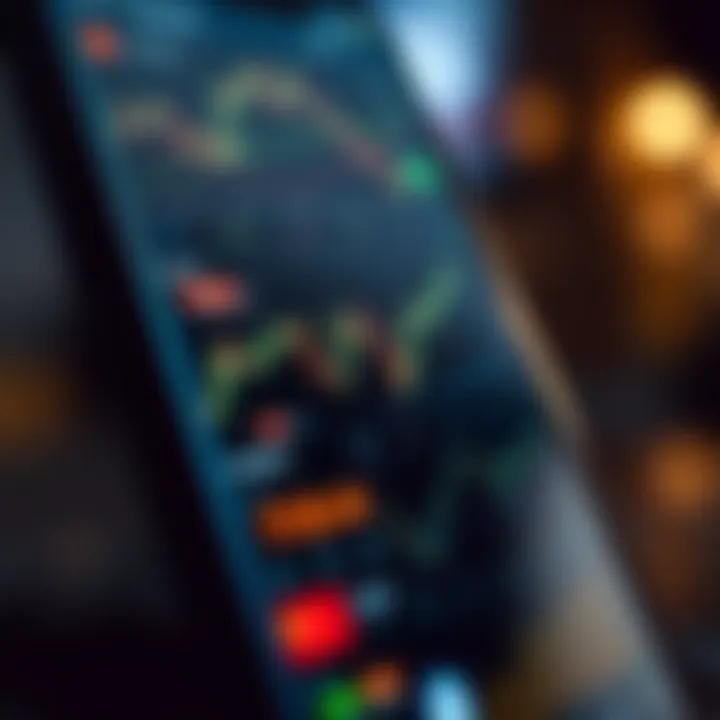 Mobile screen displaying various financial charts and stock market data on a trading application