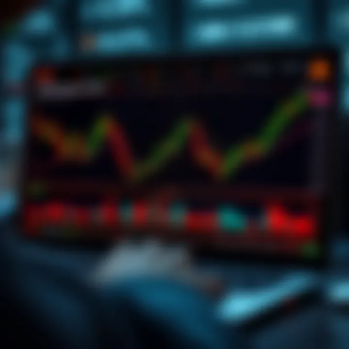 Graphical representation of risk management strategy in online trading including charts and warning signals
