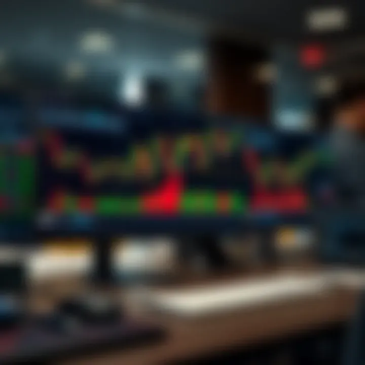 Illustration showing a digital trading platform with various financial charts and data for CFDs