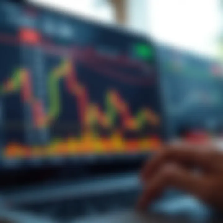 Graph showing financial data trends on a digital trading platform