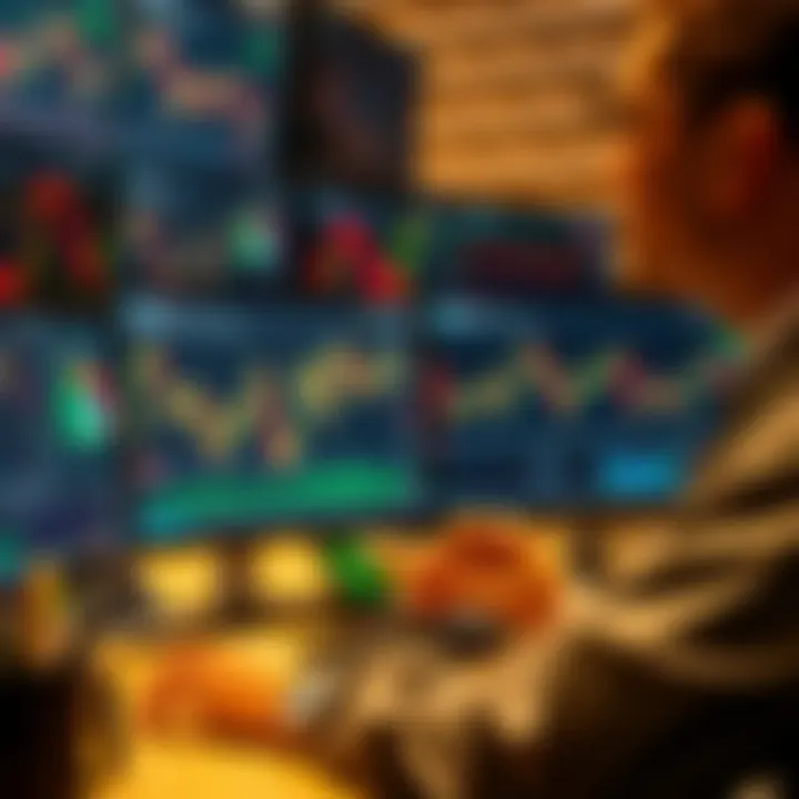 Effective Risk Management Strategies in CFD Trading Illustration of a trader managing risk with charts and indicators on multiple screens