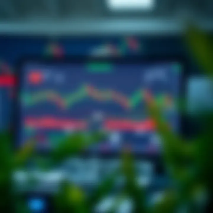 A computer screen displaying a trading platform with various charts and indicators