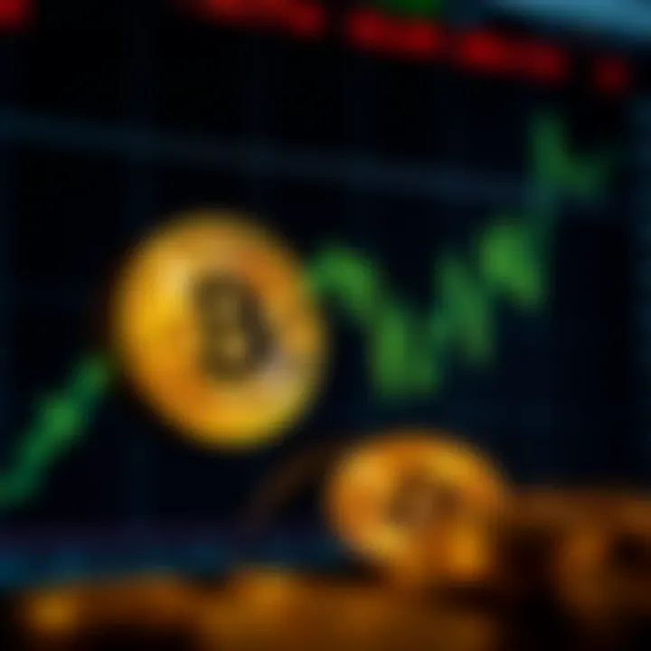 Graph showing fluctuating Bitcoin values against a dark background