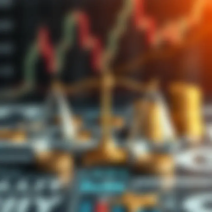 Visual representation of profit-sharing and leveraged trading with financial symbols and balance scales