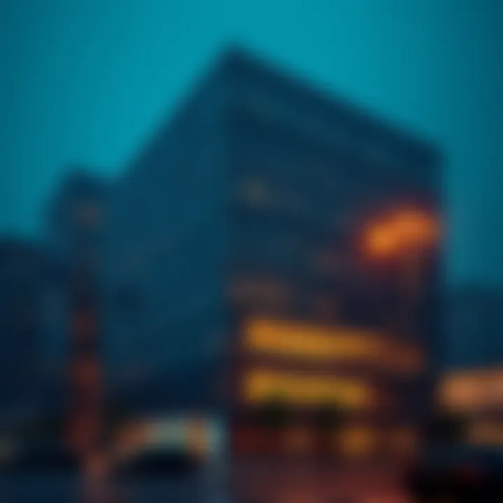 A modern office building representing global business ventures