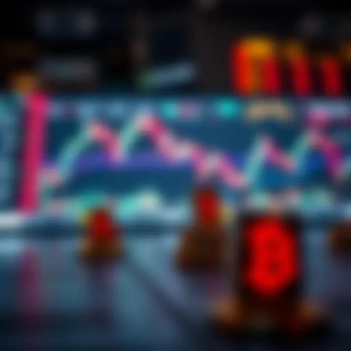 Illustration of financial charts and binary options symbols representing trading decisions