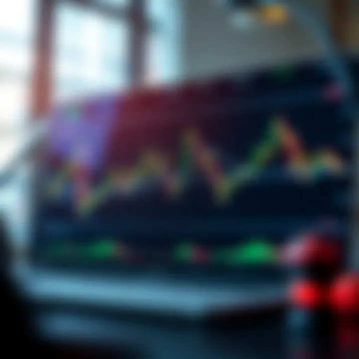 Graph showing simulated trading performance with digital interface