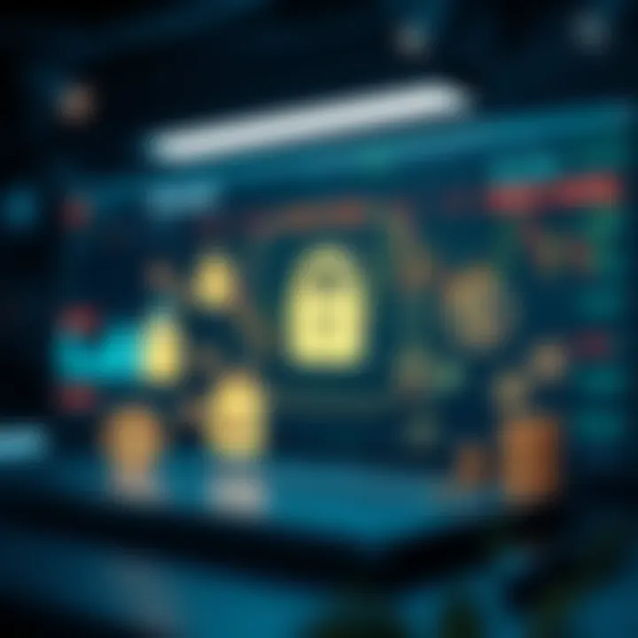 Conceptual illustration of secure online trading platforms with financial icons