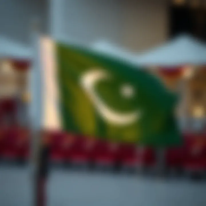 Pakistan flag displayed prominently during a national ceremony emphasizing respect and proper protocol