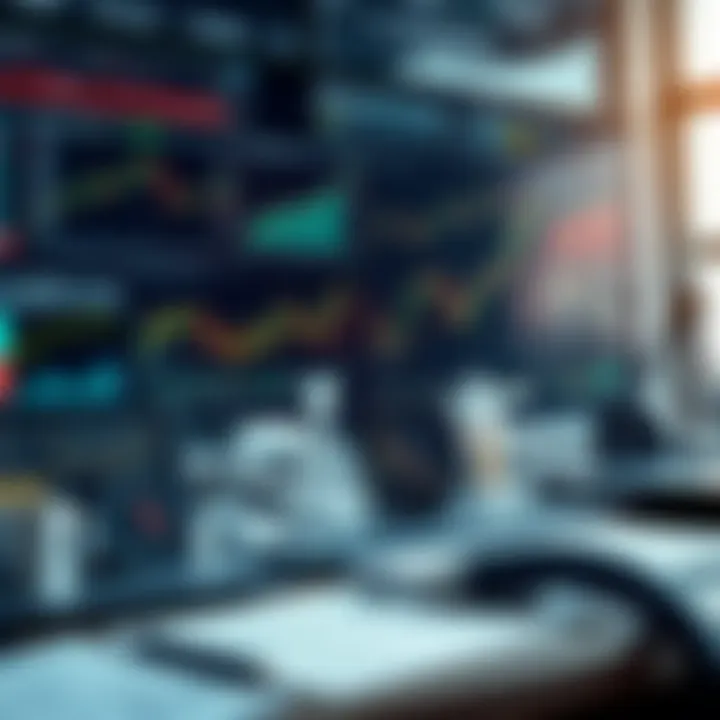 Illustration of various trading tools and instruments including charts, graphs, and data dashboards used in financial market analysis
