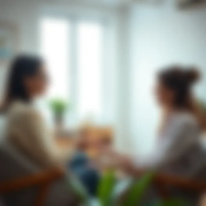 Therapist and client engaged in a supportive counseling session in a calm office environment