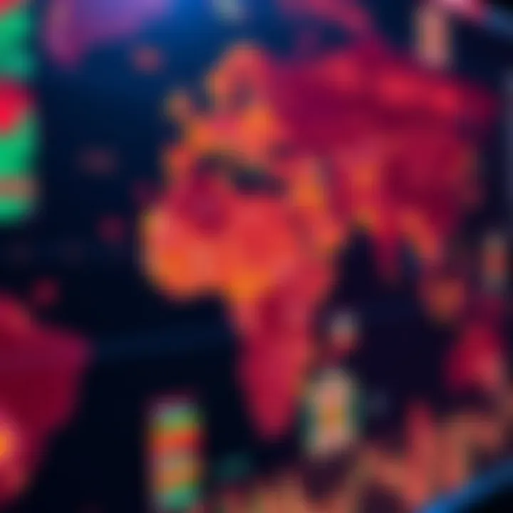 Colorful network graph showcasing trade connections and volumes between different countries