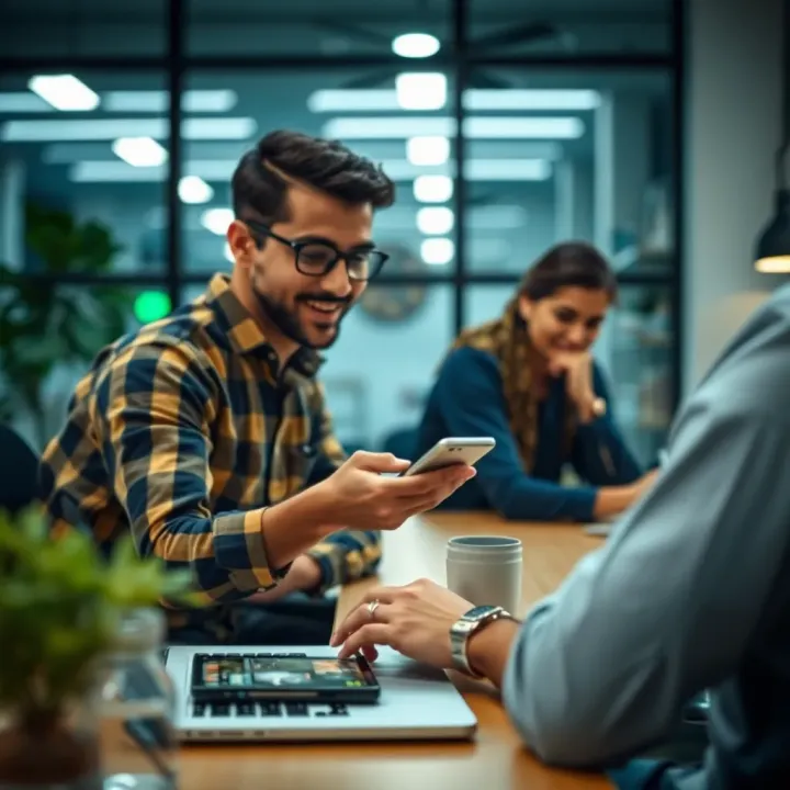 Enhancing Workplace Interactions Through Technology in Pakistan Modern technology tools like smartphones and laptops facilitating seamless workplace communication