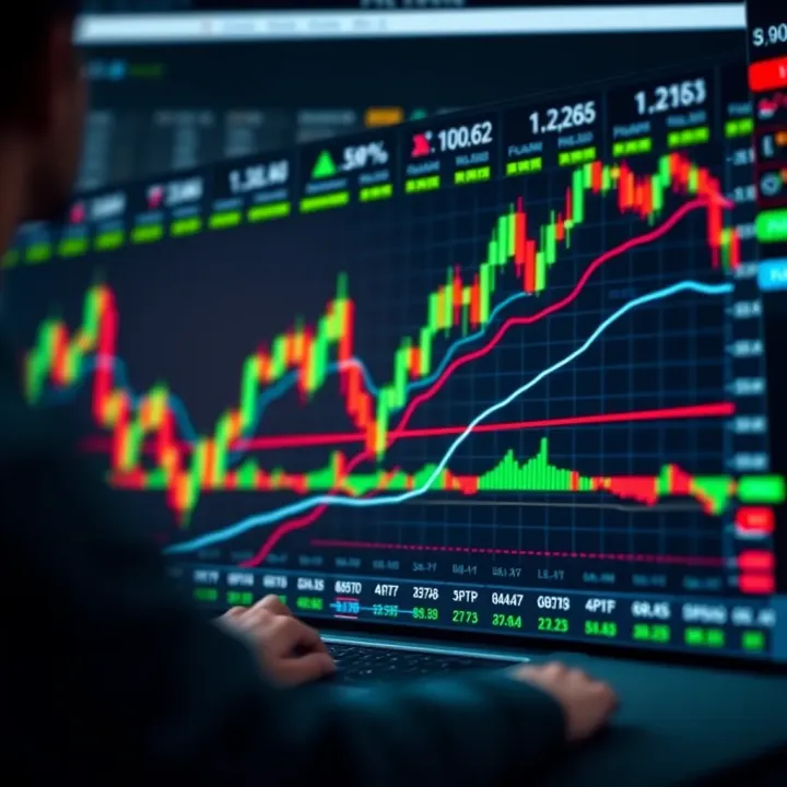 Forex trading interface displaying charts and currency pairs for Pakistan market