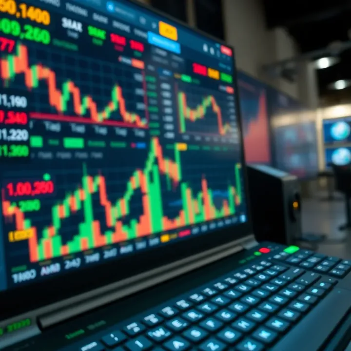 User interface displaying various stock market charts and trading options on a digital platform