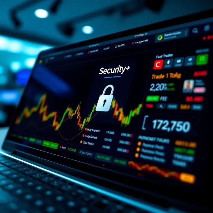 User interface showing security features and fee details on a trading platform dashboard