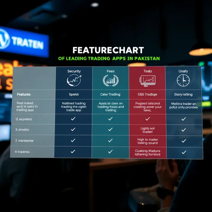 Comparison chart of popular trading apps highlighting features like security, fees, and usability for Pakistani traders