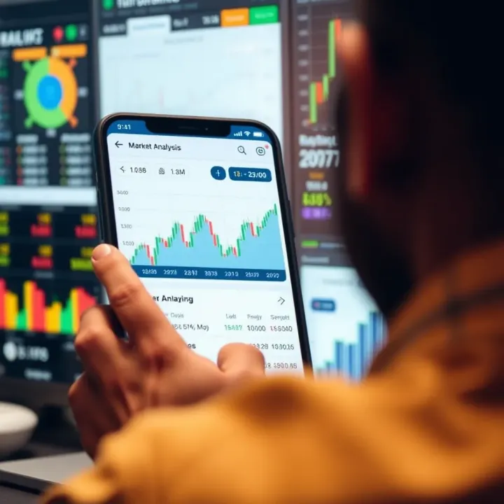 User navigating trading application interface displaying charts and investment options