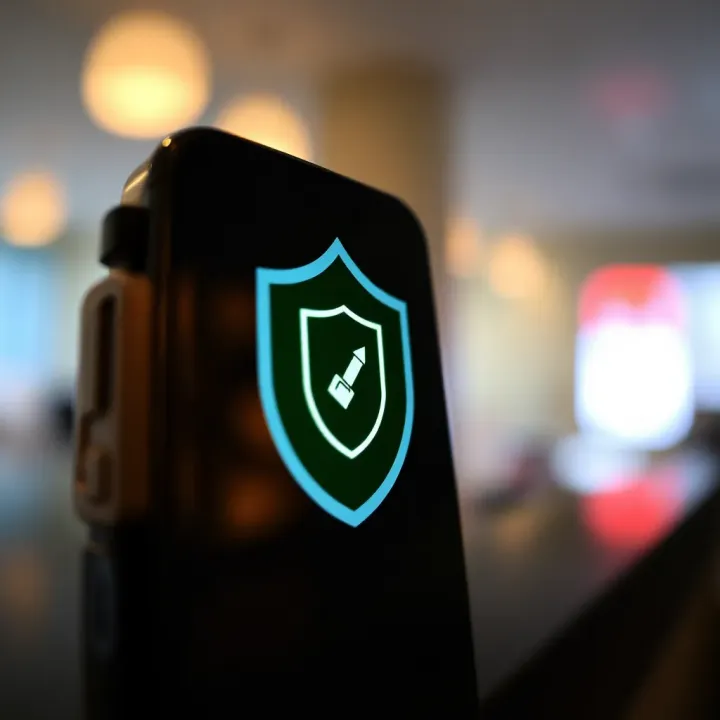 Secure mobile trading with encrypted connection symbol and shield icon