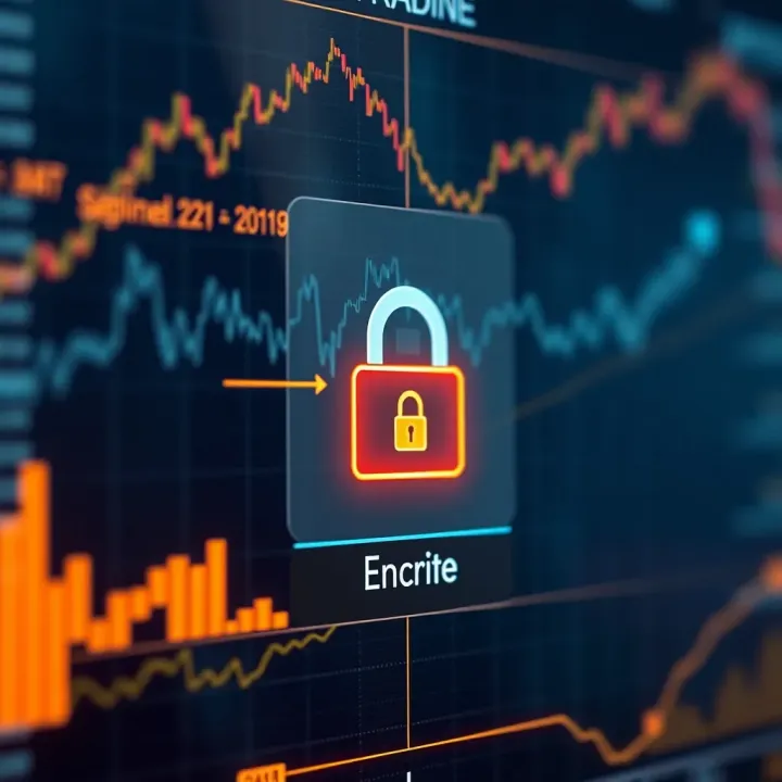 Secure login interface highlighting encryption and privacy features for online trading