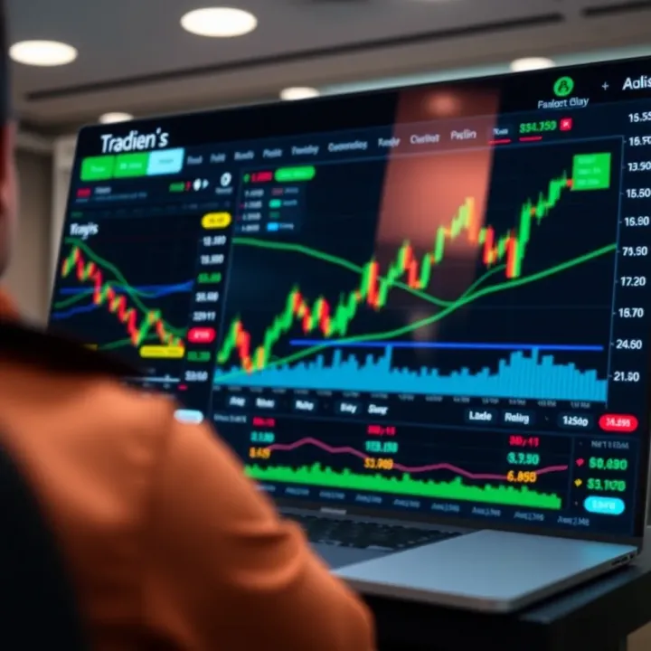 Dashboard of a trading platform showing market charts and investment options